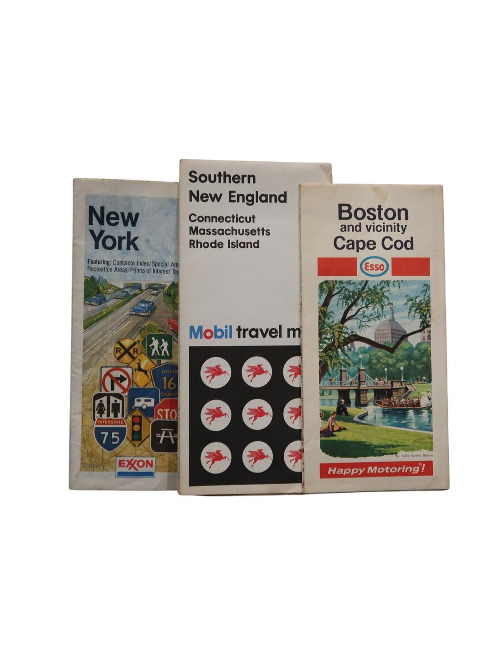 Northeast United States Travel Maps Set of 3 New York Boston Vtg Gas Station